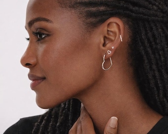 Sterling Silver Heart Hoop Sleeper Earrings – 22mm