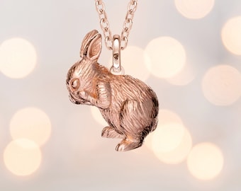 18ct Rose Gold Plated Baby Rabbit Pendant Necklace with Optional Personalisation