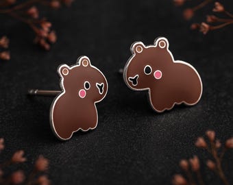 Girls Sterling Silver Capybara Stud Earrings