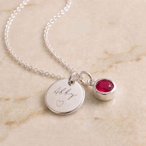 Personalised Sterling Silver July Birthstone Ruby Pendant Necklace