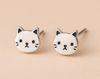 Sterling Silver Cat Stud Earrings