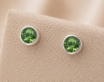 7mm Sterling Silver August Birthstone Stud Earrings