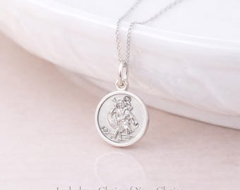 Tiny Personalised Sterling Silver St Christopher Pendant Necklace