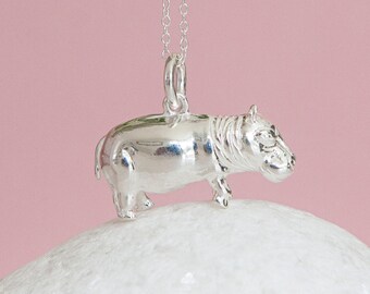 Personalised Sterling Silver Hippo Necklace