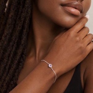 Gepersonaliseerde sterlingzilveren alexandrietarmband juni-geboortesteen