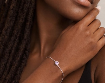 Personalised Sterling Silver June Birthstone Alexandrite Bracelet