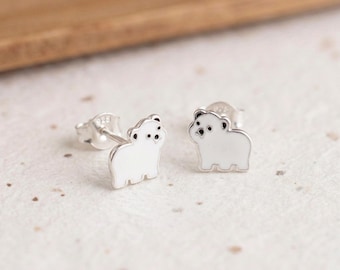 Polar Bear Stud Earrings in Sterling Silver