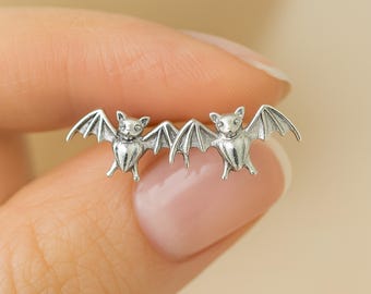 Sterling Silver Bat Stud Earrings
