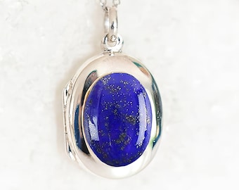 Personalised Sterling Silver Lapis Locket