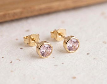 June Alexandrite Birthstone Stud Earrings In Gold Plated Sterling Silver