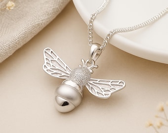 Chunky Bee Pendant • Sterling Silver Bee Necklace • Nature Totem Jewellery • Insect Charm • Symbol of Strength & Loyalty • Bee Gift