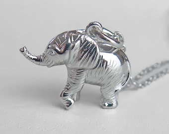 Personalised Solid Sterling Silver Baby Elephant Necklace