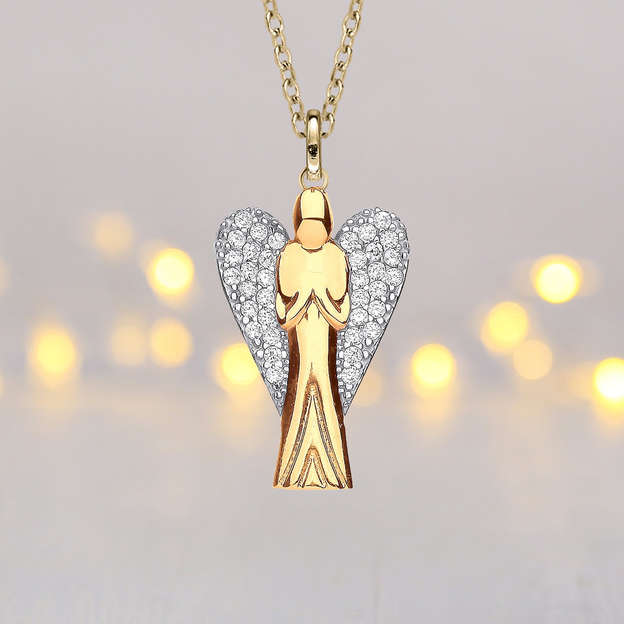 Gold guardian angel pendant necklace outlet