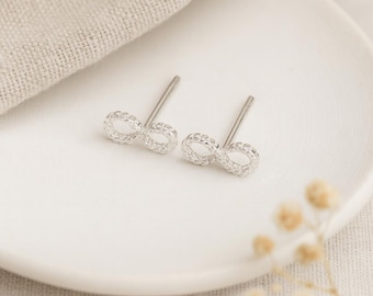 Infinity Stud Earrings • Sterling Silver Rope Studs • Dainty Gift for Her • Love Knot Earrings • Minimal Jewellery •