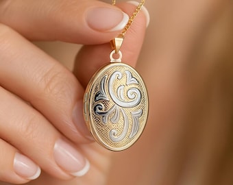 Personalised Solid 9ct Yellow and White Gold Family Locket