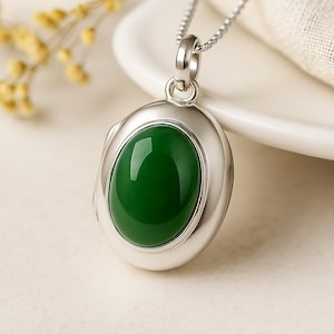Personalised Sterling Silver Nephrite Jade Locket