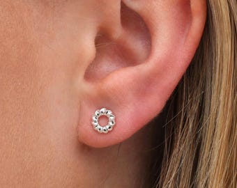 Sterling Silver Twisted Circle Stud Earrings
