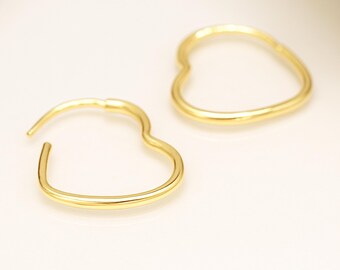 Gold Plated Sterling Silver Heart Hoop Earrings