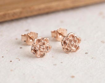 June Rose Birth Flower Stud Earrings In Gold Plated Sterling Silver