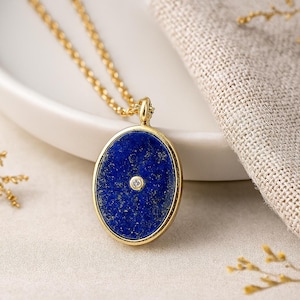 Personalised Gold Plated Sterling Silver Lapis Lazuli Locket