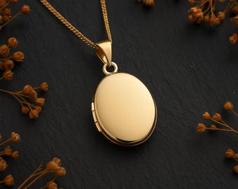 Personalised Solid 9ct Yellow Gold Oval Statement Locket