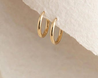 Mini Huggie Sleeper Hoop Earrings in Gold-Plated Sterling Silver