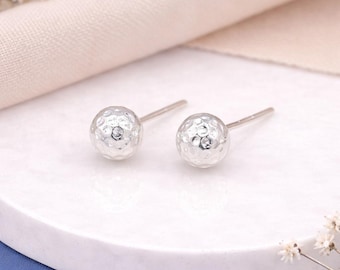 Sterling Silver Hammered Ball Stud Earrings – 6mm
