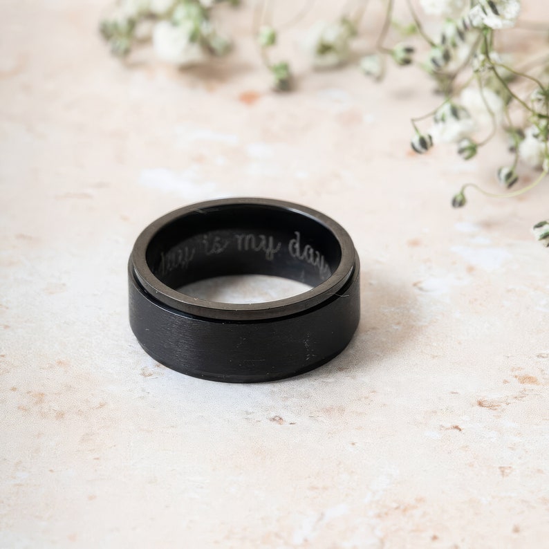 Personalised Black Stainless Steel Spinner Ring image 4