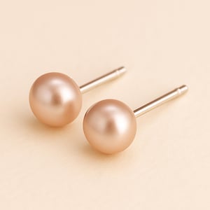 Orecchini a bottone in argento sterling con perle d'acqua dolce rosa