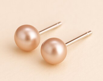 Sterling Silver Pink Freshwater Pearl Stud Earrings