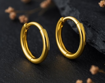 Mini Gold Plated Sterling Silver Huggie Hoop Sleeper Earrings