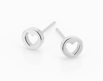 Sterling Silver Cut Out Heart Stud Earrings – 5mm