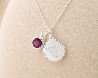 Personalised Sterling Silver July Birthstone Ruby Pendant Necklace