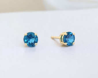 Mini 9ct Gold December Birthstone Stud Earrings