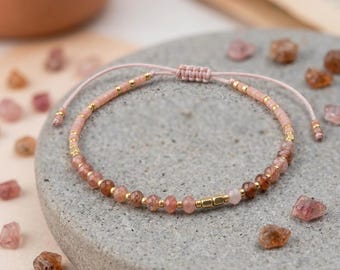 Personalised Ruby Quartz And Sunstone Energy Bracelet With Gold Plating