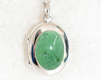 Personalised Sterling Silver Aventurine Locket