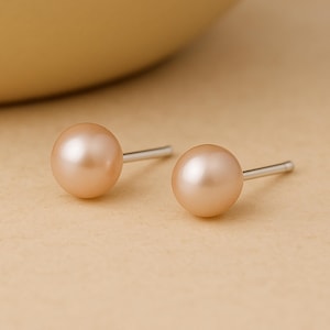 Pendientes de plata de ley con perlas de agua dulce de color rosa pálido