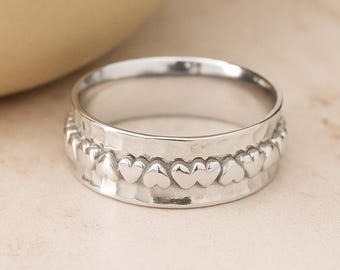 Personalised Sterling Silver Heart Spinner Ring
