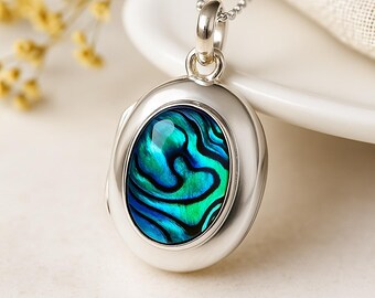 Personalised Sterling Silver Paua Shell Locket