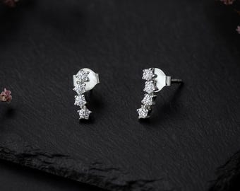 Sterling Silver Twinkling Star Climber Earrings