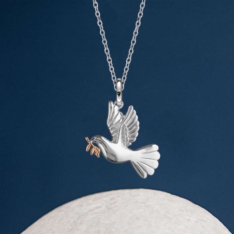 Personalised Sterling Silver Dove Pendant Necklace Etsy UK