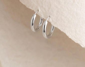 Chunky Hoop Earrings in Sterling Silver