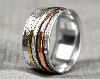 Personalised Sterling Silver Floral Spinner Ring