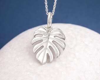Personalised Sterling Silver Monstera Leaf Pendant Necklace