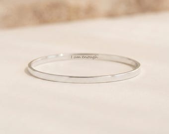 Personalised Flat Bangle in Sterling Silver