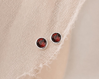 Sterling Silver January Birthstone Stud Earrings