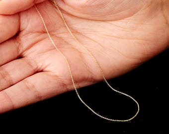 Solid 9ct Yellow Gold Light Belcher Chain Necklace - 0.8mm