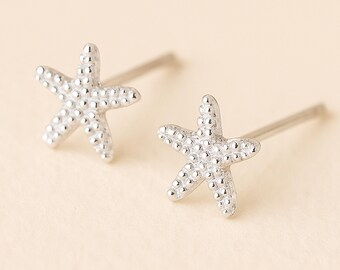 Tiny Sterling Silver Starfish Stud Earrings