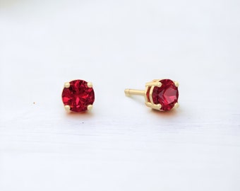 Mini 9ct Gold July Birthstone Stud Earrings