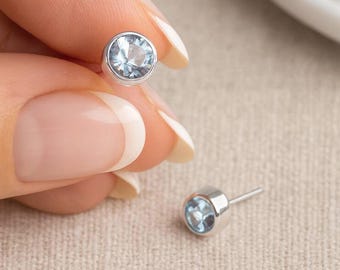 Sterling Silver December Birthstone Stud Earrings – 5mm